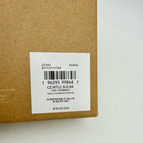 Coach Boxed Corner Zip Wristlet In Signature Canvas With Charms Silver Pink Rose - Picture 11 of 16